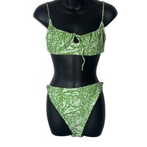 Skatie amalfi women’s bikini set M/L green patterned keyhole set summer